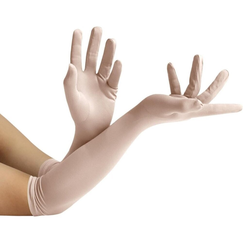 Women's Skin Elbow Length Fabric Satin Gloves Halloween Costume Accessories